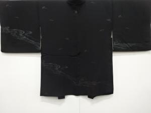 漆　流水模様織り出し　一つ紋　絵羽織